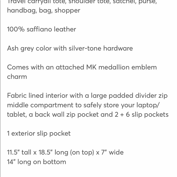 NWT MICHAEL KORS JET SET TOTE BAG - Picture 6 of 6